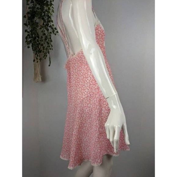 Vintage Natori Robe Pink and white low back sexy slip size m/l - Picture 7 of 9